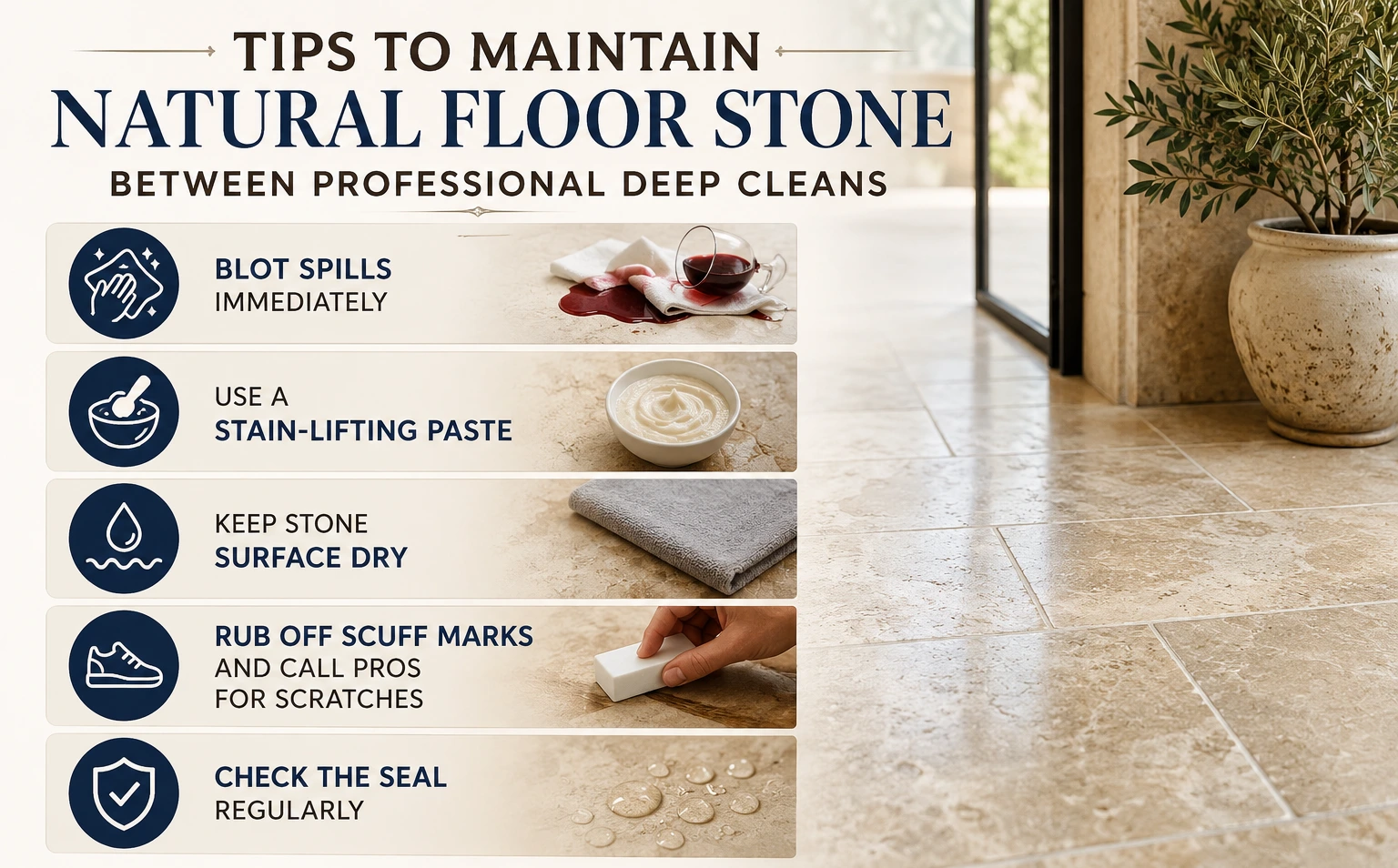 Tips to Maintain Natural Floor Stone Between Professional Deep Cleans